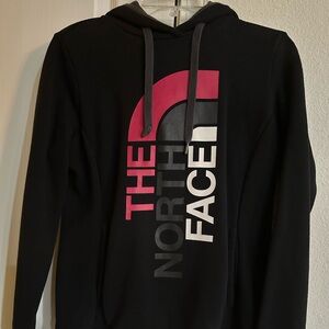The North Face Black Crewneck Hoodie with Pink & Gray Logo